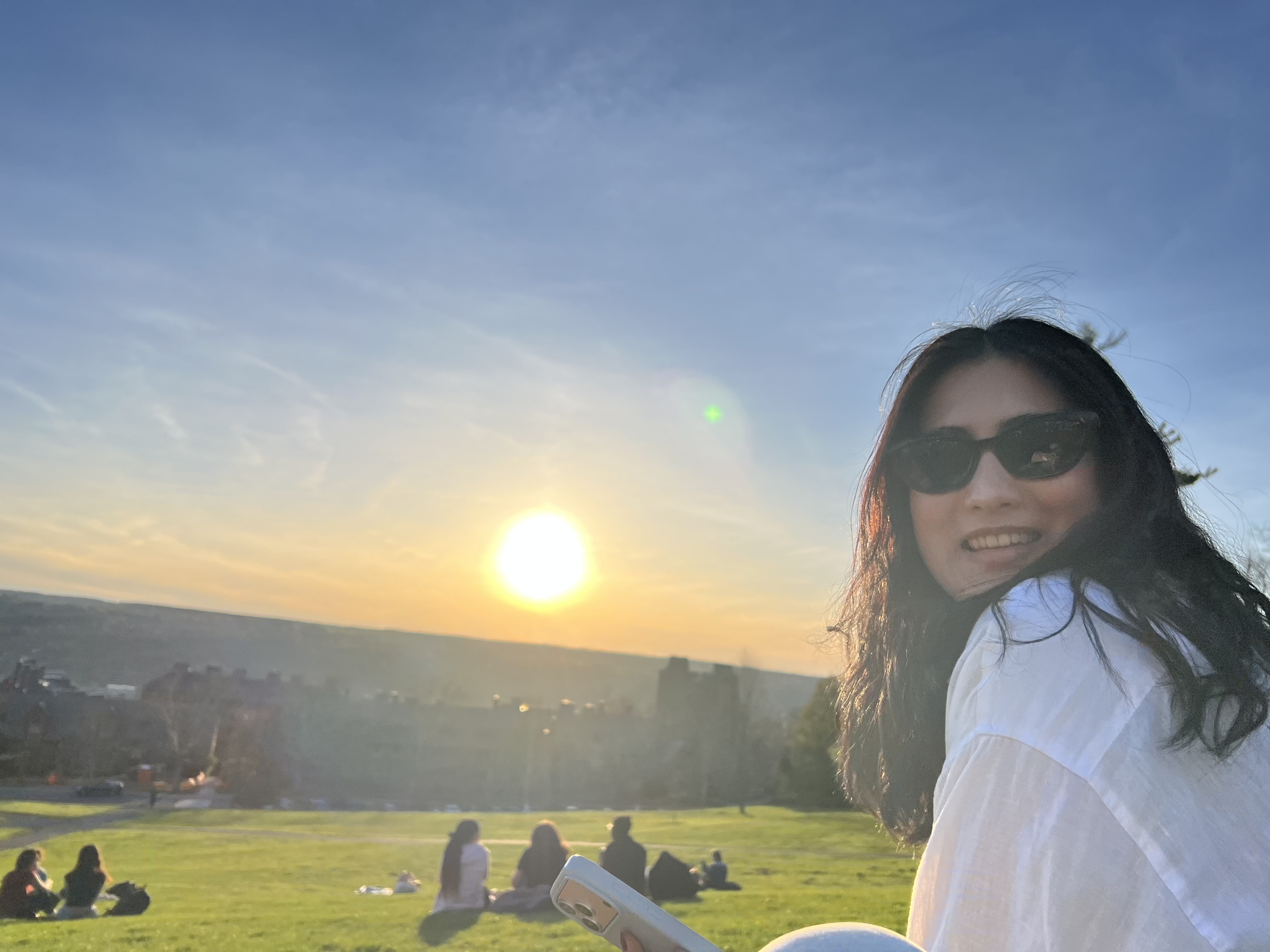 Andisha Safdariyan outdoors at sunset